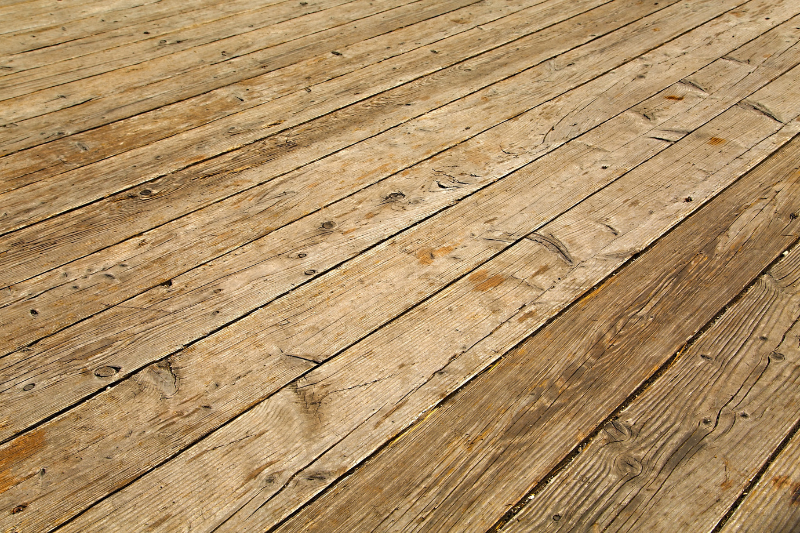 Close up of old, weathered deck boards.